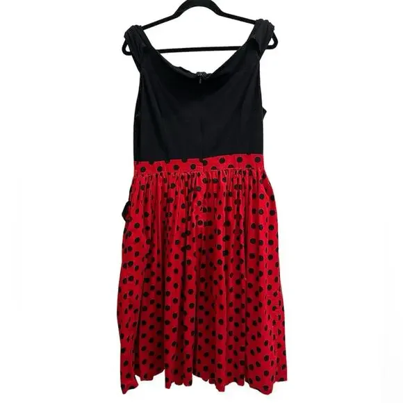 Lindy Bop Dress Polka Dot Off Shoulder Pockets 12 L Retro 40's Twee Rockabilly - Picture 3 of 10
